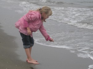 op het strand van de Adriatsche Zee