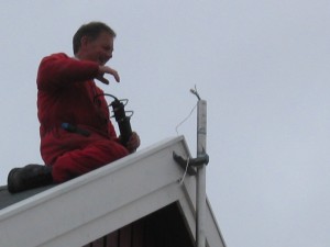 Nick Cox on the roof of Harland House