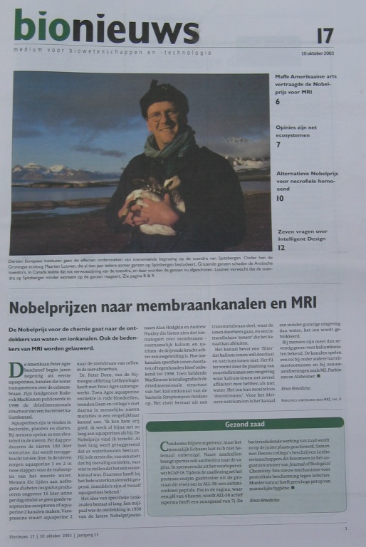 Bionieuws nr. 17, 10 oktober 2003, jaargang 13 pagina 1