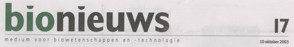 BIONIEUWS nr 17 10 oktober 2003