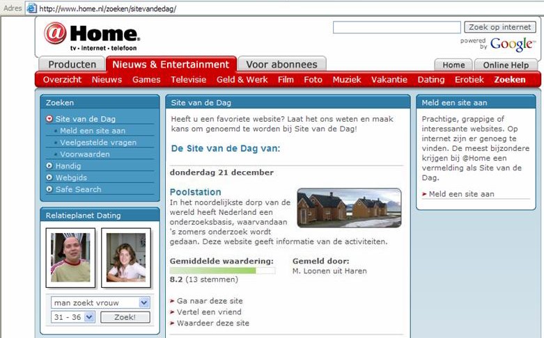 website van de dag, @home